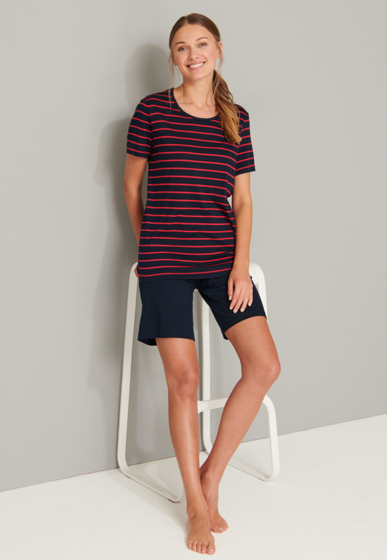 Pajamas short stripes dark blue-red - selected! premium inspiration