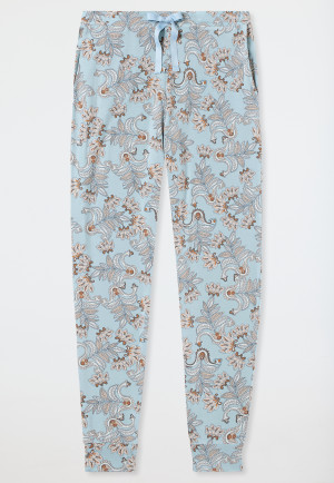 Lounge pants long modal cuffs bluebird patterned - Mix+Relax