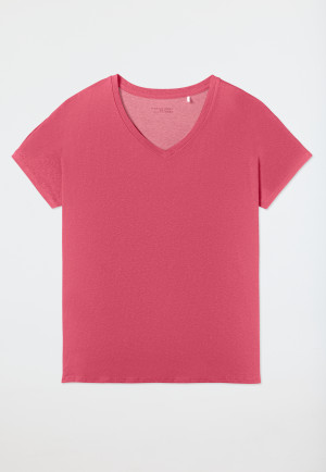 Maglietta a maniche corte con scollatura a V rosa - Mix+ Relax