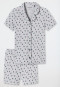 Pyjama court en coton bio avec patte de boutonnage cactus gris chiné - Pyjama Story