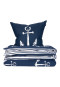 Biancheria da letto reversibile composto da 2 pezzi in Renforcé a righe con motivo di ancore, blu marino e bianco - SCHIESSER Home